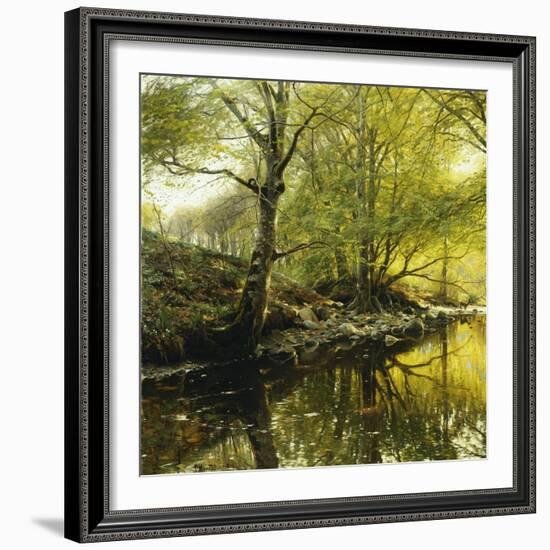 A Wooded River Landscape, 1910-Peder Mork Monsted-Framed Giclee Print