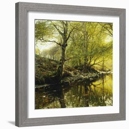 A Wooded River Landscape, 1910-Peder Mork Monsted-Framed Giclee Print