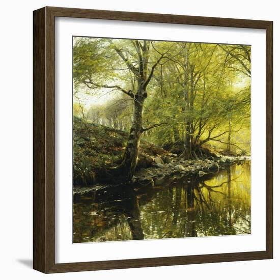 A Wooded River Landscape, 1910-Peder Mork Monsted-Framed Giclee Print