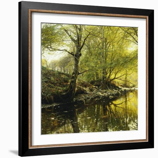 A Wooded River Landscape, 1910-Peder Mork Monsted-Framed Giclee Print