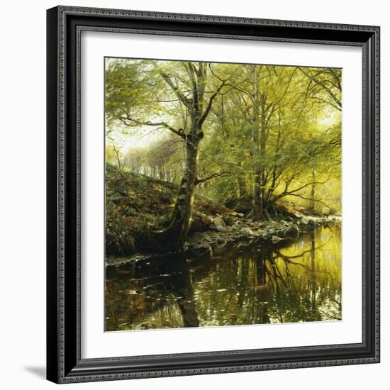 A Wooded River Landscape, 1910-Peder Mork Monsted-Framed Giclee Print