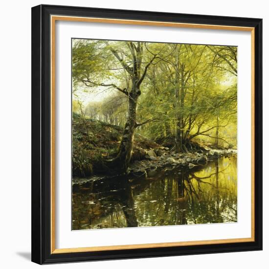 A Wooded River Landscape, 1910-Peder Mork Monsted-Framed Giclee Print