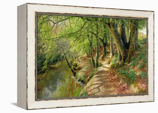 A Wooded River Landscape by Peder Monsted-Peder Monsted-Framed Premier Image Canvas