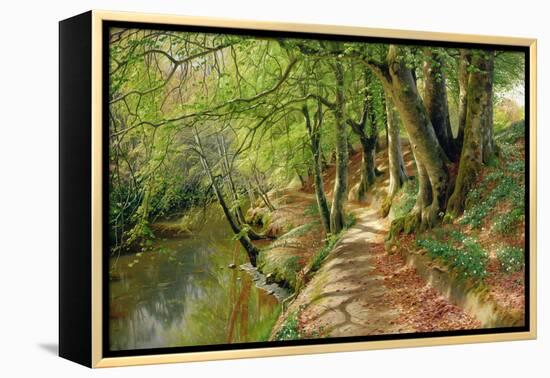 A Wooded River Landscape by Peder Monsted-Peder Monsted-Framed Premier Image Canvas
