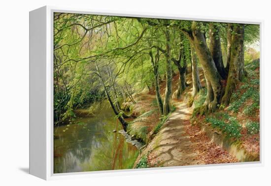 A Wooded River Landscape by Peder Monsted-Peder Monsted-Framed Premier Image Canvas