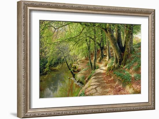 A Wooded River Landscape by Peder Monsted-Peder Monsted-Framed Giclee Print