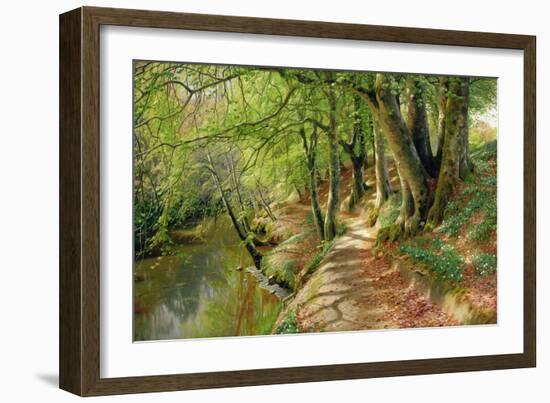 A Wooded River Landscape by Peder Monsted-Peder Monsted-Framed Giclee Print