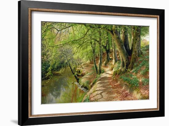 A Wooded River Landscape by Peder Monsted-Peder Monsted-Framed Giclee Print