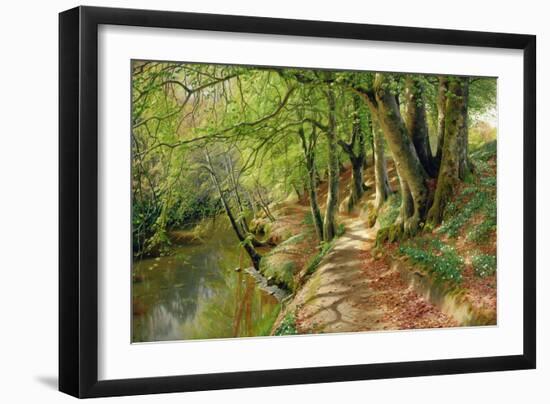 A Wooded River Landscape by Peder Monsted-Peder Monsted-Framed Giclee Print