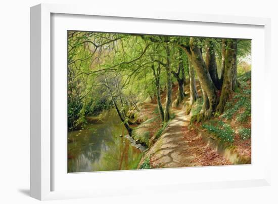 A Wooded River Landscape by Peder Monsted-Peder Monsted-Framed Giclee Print