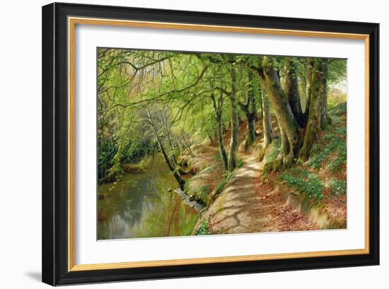 A Wooded River Landscape by Peder Monsted-Peder Monsted-Framed Giclee Print