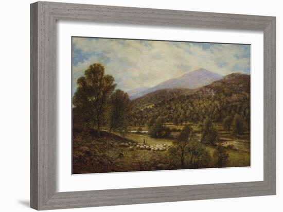 A Wooded River Landscape with a Shepherd and Sheep-Alfred Augustus Glendening-Framed Giclee Print