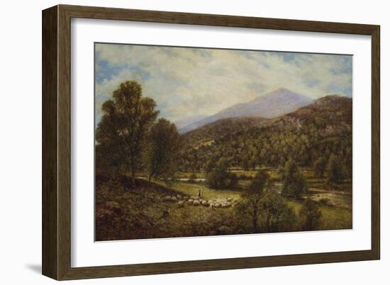 A Wooded River Landscape with a Shepherd and Sheep-Alfred Augustus Glendening-Framed Giclee Print