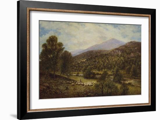 A Wooded River Landscape with a Shepherd and Sheep-Alfred Augustus Glendening-Framed Giclee Print