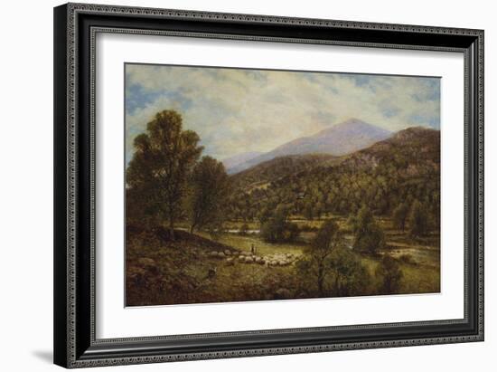 A Wooded River Landscape with a Shepherd and Sheep-Alfred Augustus Glendening-Framed Giclee Print