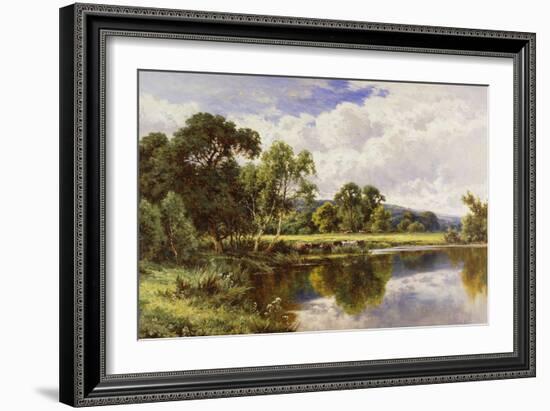 A Wooded River Landscape with Cattle-Henry H. Parker-Framed Giclee Print