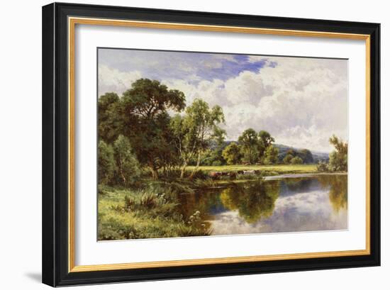 A Wooded River Landscape with Cattle-Henry H. Parker-Framed Giclee Print