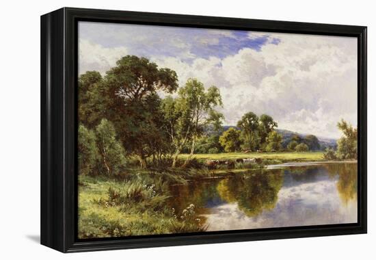 A Wooded River Landscape with Cattle-Henry Parker-Framed Premier Image Canvas