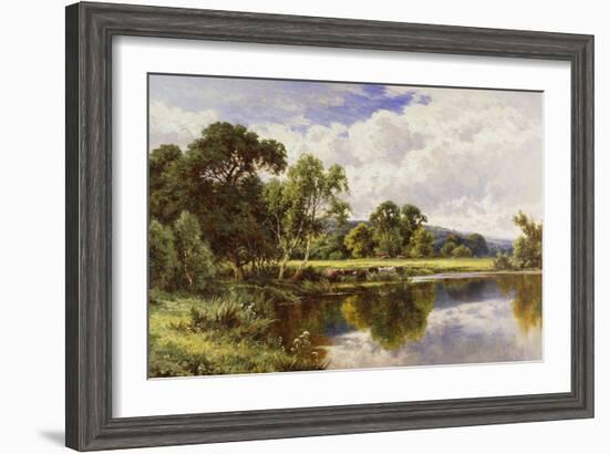 A Wooded River Landscape with Cattle-Henry Parker-Framed Giclee Print