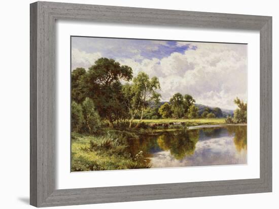 A Wooded River Landscape with Cattle-Henry Parker-Framed Giclee Print