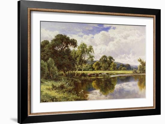 A Wooded River Landscape with Cattle-Henry Parker-Framed Giclee Print