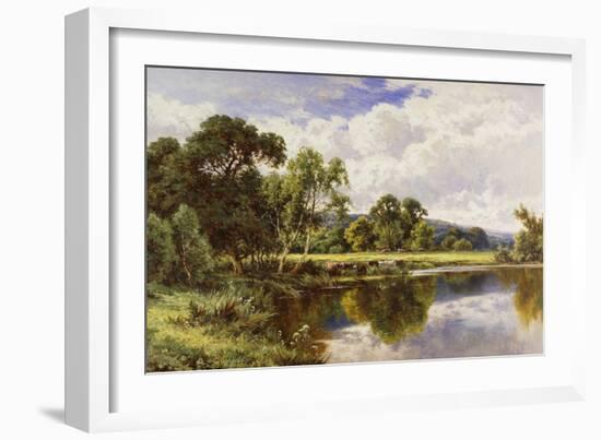 A Wooded River Landscape with Cattle-Henry Parker-Framed Giclee Print