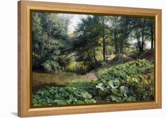 A Wooded River Landscape with Deer Beyond, 1904-Peder Mork Monsted-Framed Premier Image Canvas