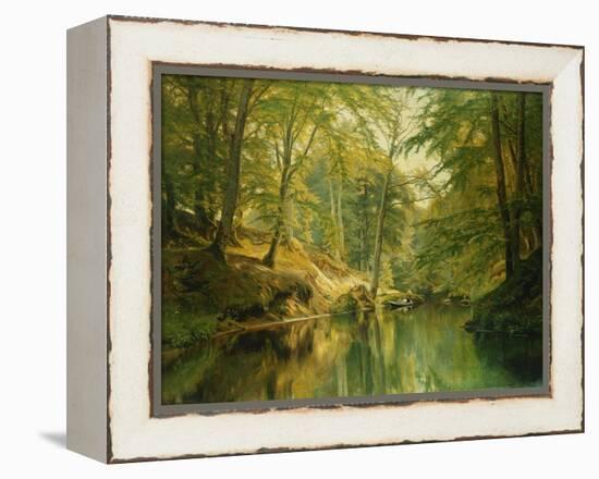 A Wooded River Landscape with Figures in a Boat, 1893-Christian Zacho-Framed Premier Image Canvas