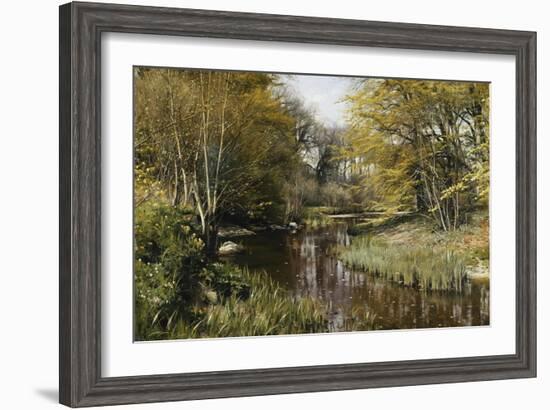 A Wooded River Landscape-Peder Mork Monsted-Framed Giclee Print