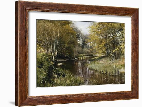 A Wooded River Landscape-Peder Mork Monsted-Framed Giclee Print