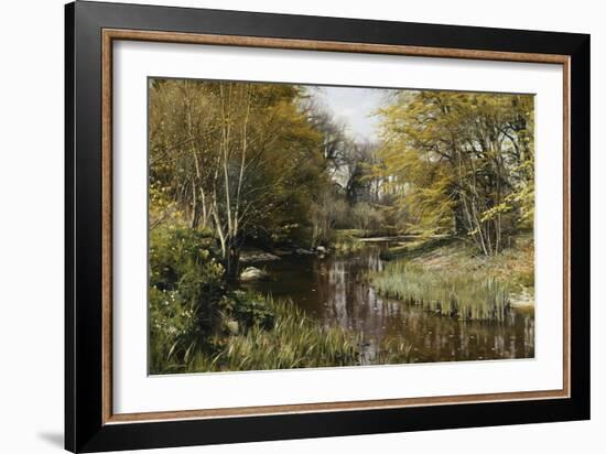 A Wooded River Landscape-Peder Mork Monsted-Framed Giclee Print