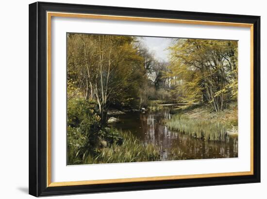 A Wooded River Landscape-Peder Mork Monsted-Framed Giclee Print