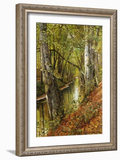 A Wooded River Landscape-Peder Mork Monsted-Framed Giclee Print