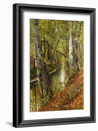 A Wooded River Landscape-Peder Mork Monsted-Framed Giclee Print