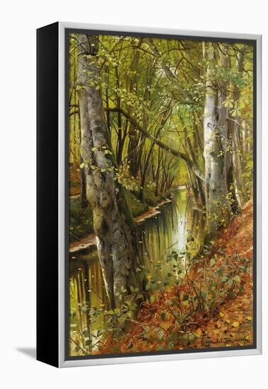 A Wooded River Landscape-Peder Mork Monsted-Framed Premier Image Canvas