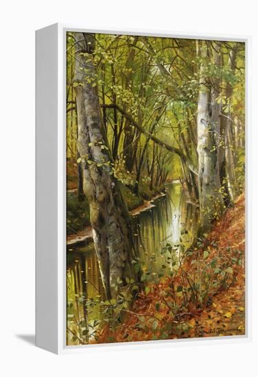 A Wooded River Landscape-Peder Mork Monsted-Framed Premier Image Canvas