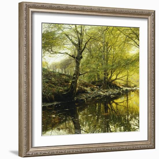 A Wooded River Landscape-Peder Mork Monsted-Framed Giclee Print