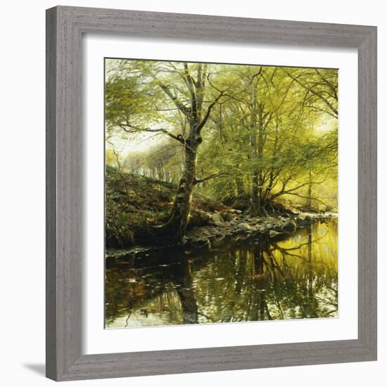 A Wooded River Landscape-Peder Mork Monsted-Framed Giclee Print