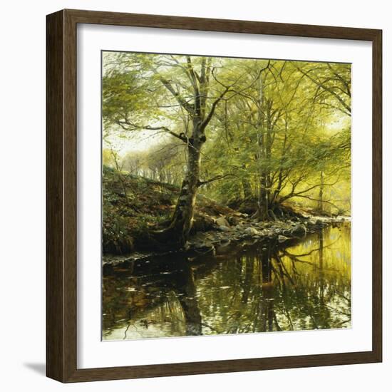 A Wooded River Landscape-Peder Mork Monsted-Framed Giclee Print