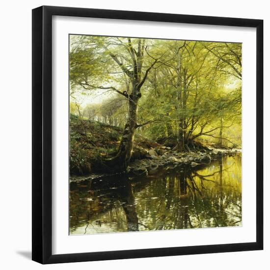 A Wooded River Landscape-Peder Mork Monsted-Framed Giclee Print