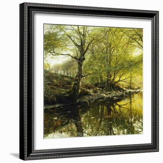 A Wooded River Landscape-Peder Mork Monsted-Framed Giclee Print