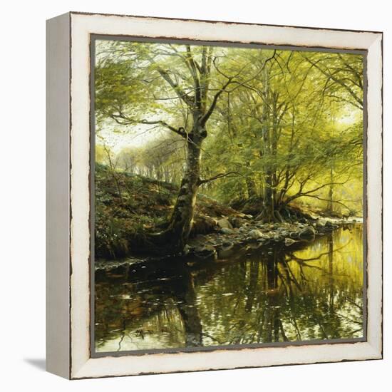 A Wooded River Landscape-Peder Mork Monsted-Framed Premier Image Canvas