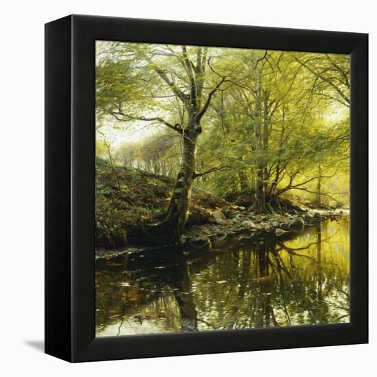 A Wooded River Landscape-Peder Mork Monsted-Framed Premier Image Canvas