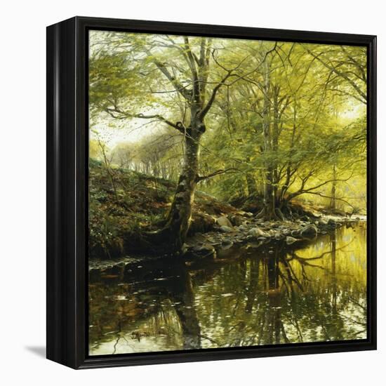 A Wooded River Landscape-Peder Mork Monsted-Framed Premier Image Canvas