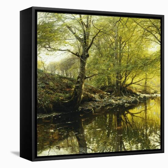 A Wooded River Landscape-Peder Mork Monsted-Framed Premier Image Canvas