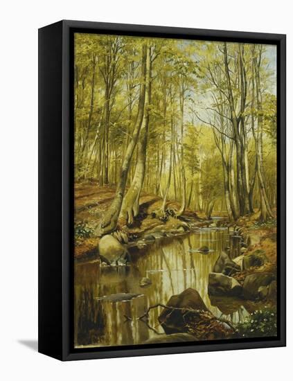 A Wooded River Landscape-Peder Mork Monsted-Framed Premier Image Canvas