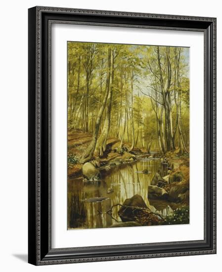 A Wooded River Landscape-Peder Mork Monsted-Framed Giclee Print