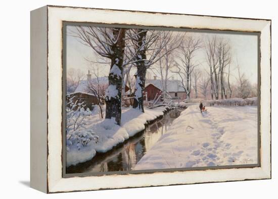 A Wooded Winter Landscape, 1927 (Oil on Canvas)-Peder Monsted-Framed Premier Image Canvas