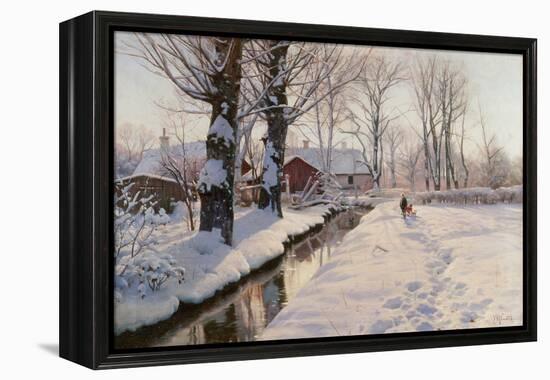 A Wooded Winter Landscape, 1927 (Oil on Canvas)-Peder Monsted-Framed Premier Image Canvas