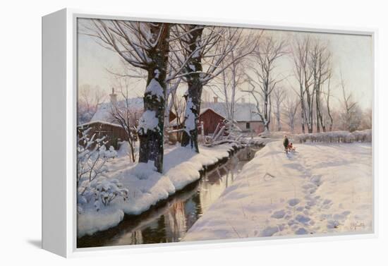 A Wooded Winter Landscape, 1927 (Oil on Canvas)-Peder Monsted-Framed Premier Image Canvas